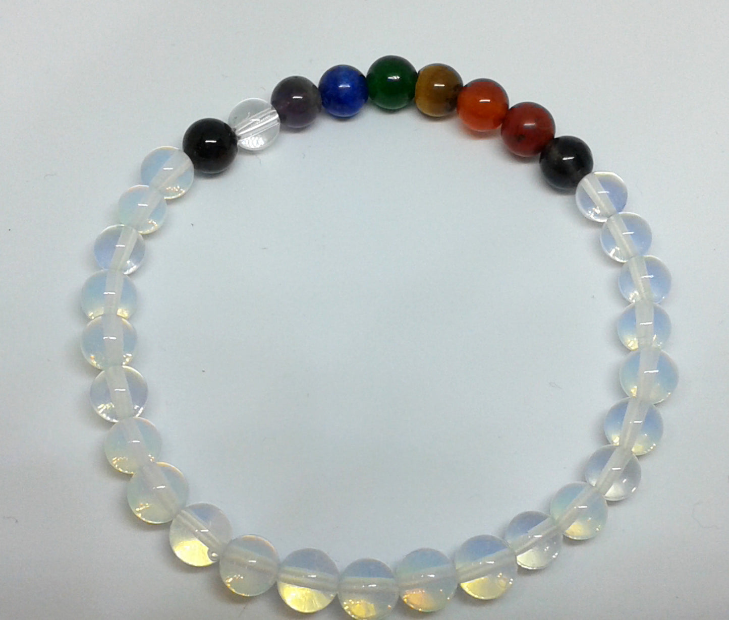 Chakra Bracelet - 1 sequence Surrounded by Opalite 6 mm beads