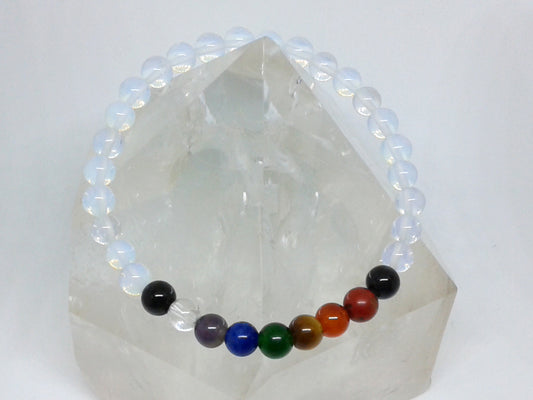 Chakra Bracelet - 1 sequence Surrounded by Opalite 6 mm beads