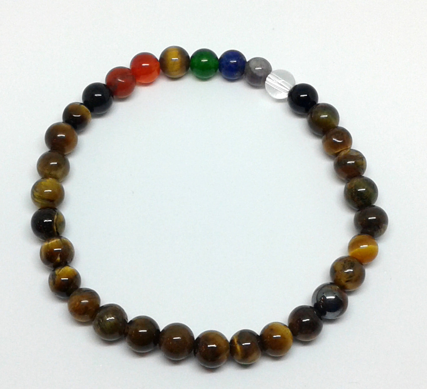 Chakra Bracelet - 1 sequence Surrounded by Golden Tiger Eye 6 mm beads