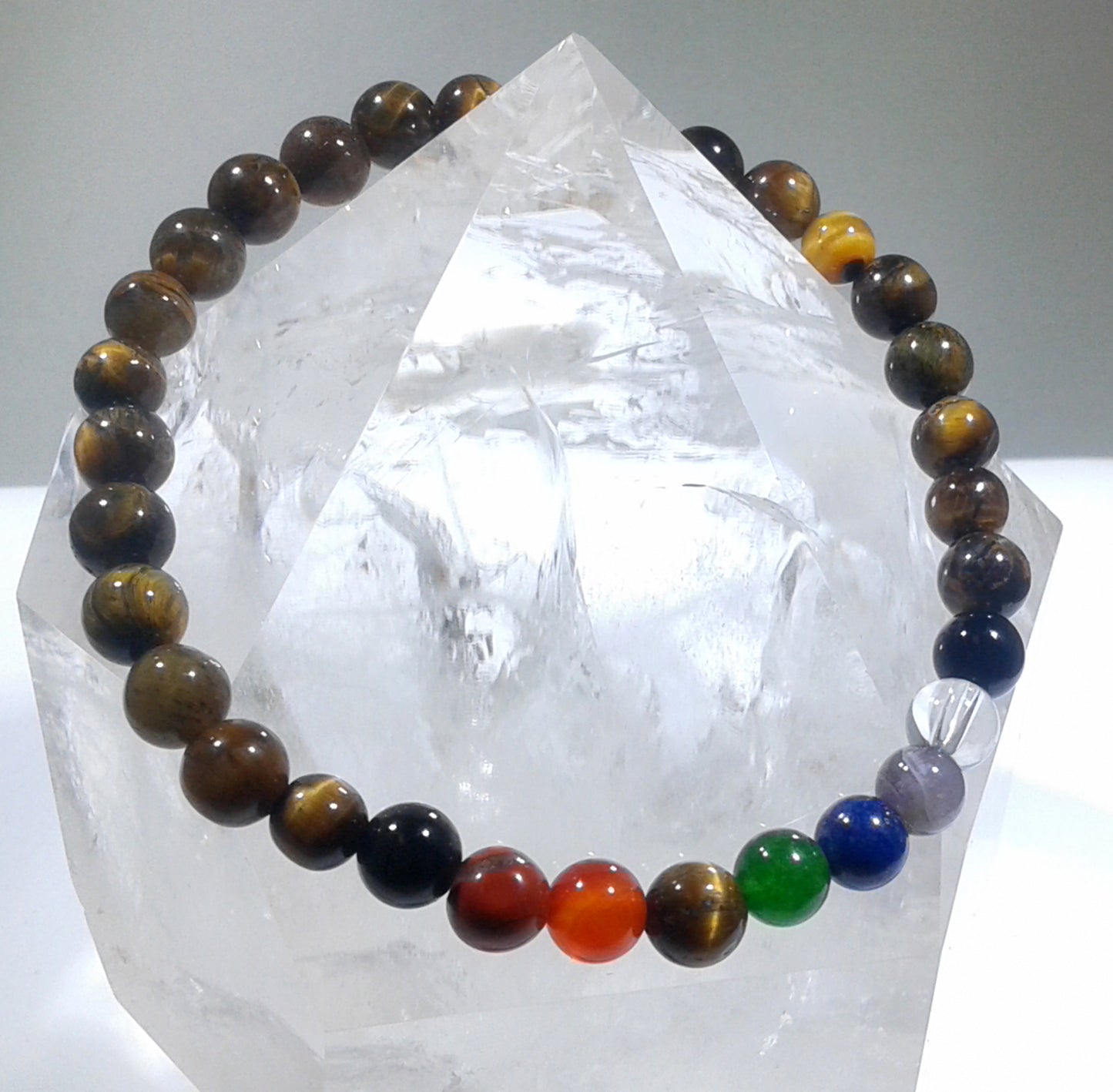 Chakra Bracelet - 1 sequence Surrounded by Golden Tiger Eye 6 mm beads