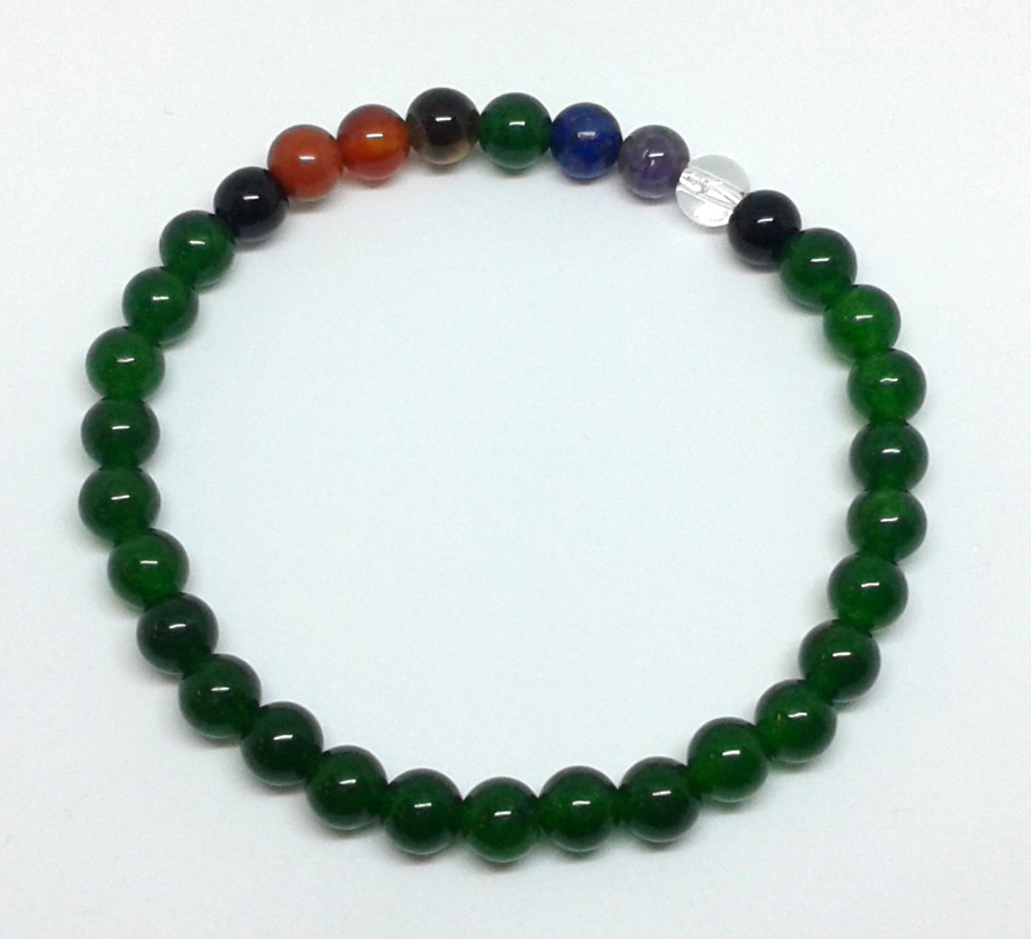 Chakra Bracelet - 1 sequence Surrounded by Green Aventurine 6 mm beads