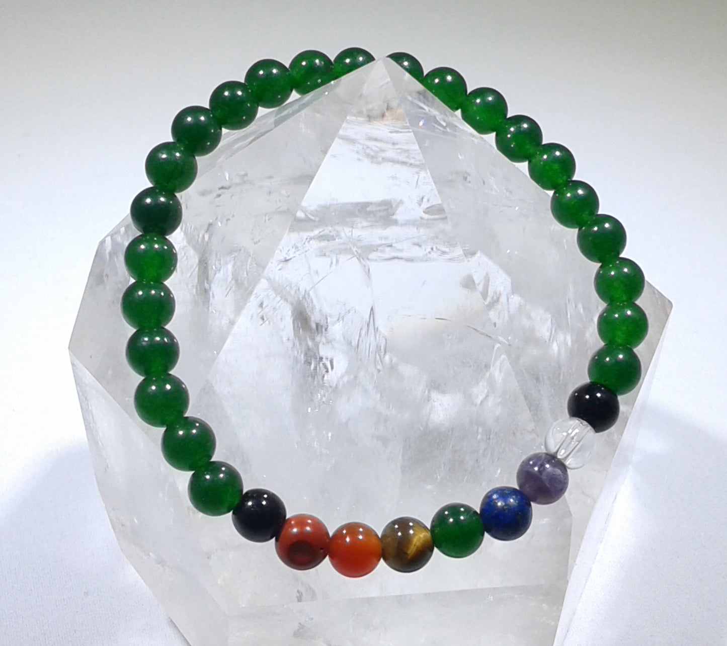Chakra Bracelet - 1 sequence Surrounded by Green Aventurine 6 mm beads