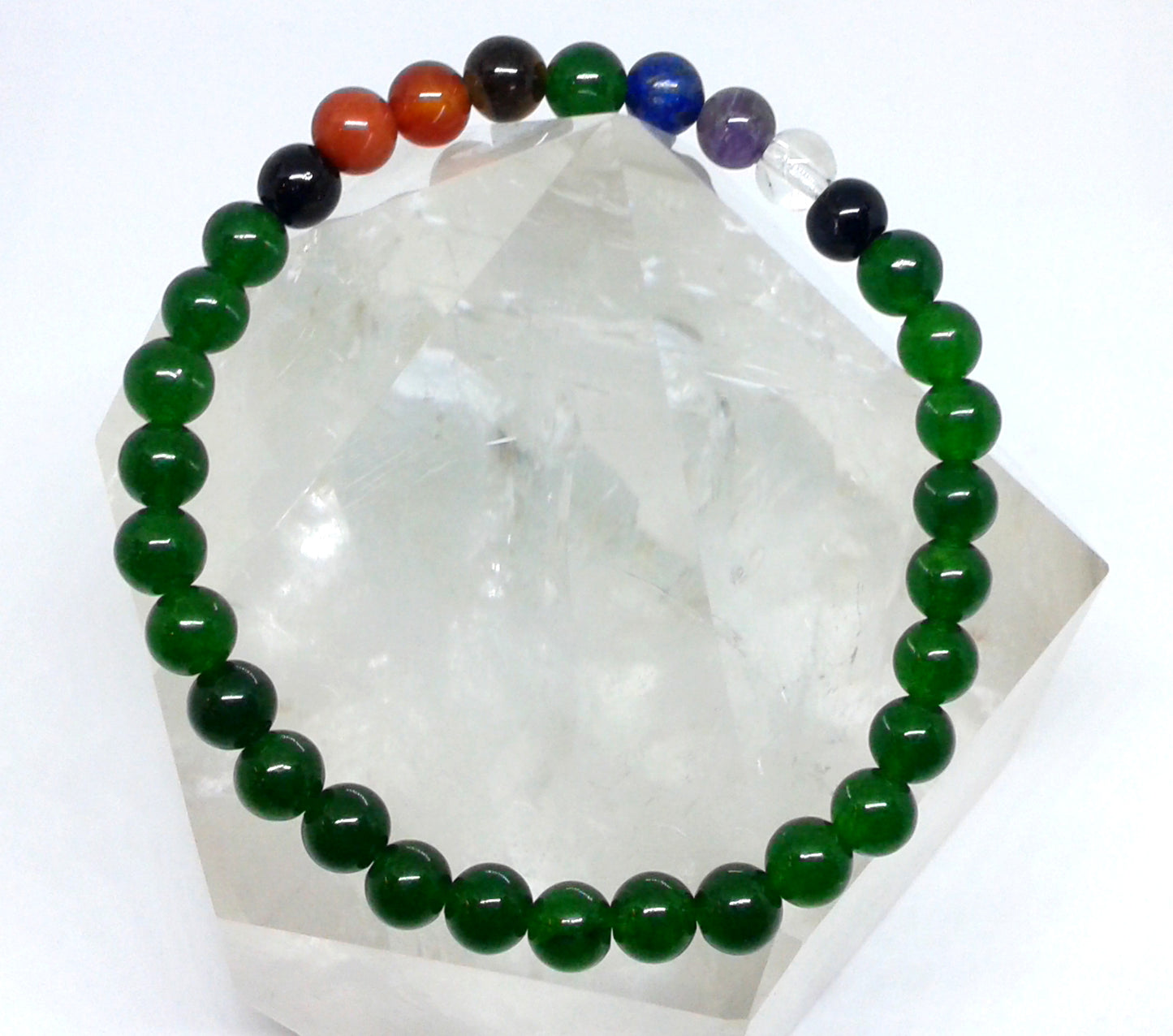 Chakra Bracelet - 1 sequence Surrounded by Green Aventurine 6 mm beads