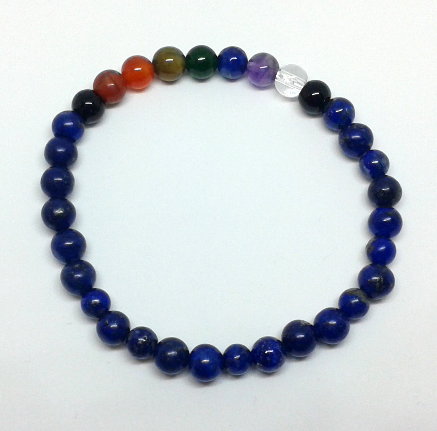 Chakra Bracelet - 1 sequence Surrounded by Lapis Lazuli 6 mm beads