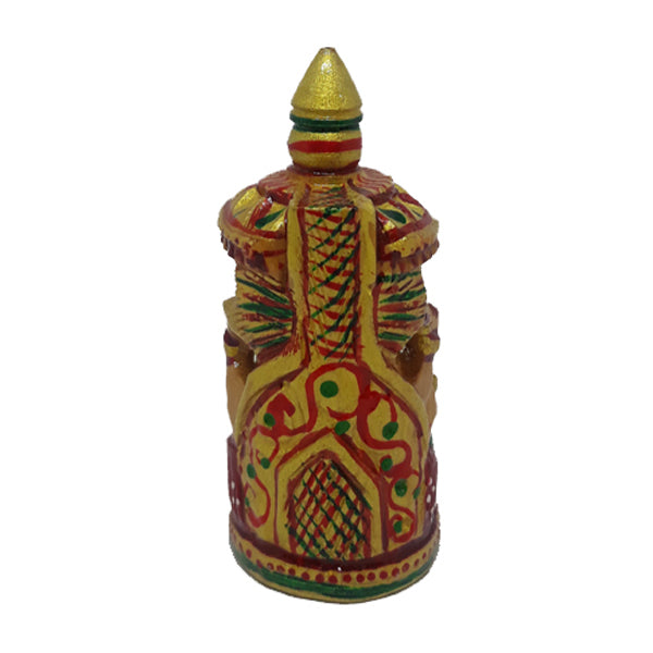 Ganesh: Wooden Seated Under Umbrella