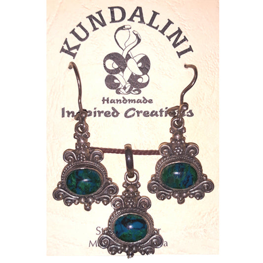 Chrysocolla: Earring Pendant Set