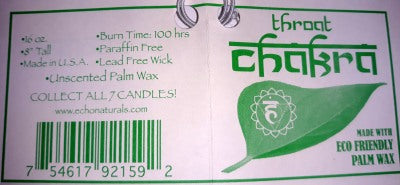 Chakra Candle - Throat:  Burn Time 100 Hours