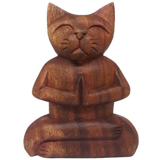Cat: Wooden Meditating Cat
