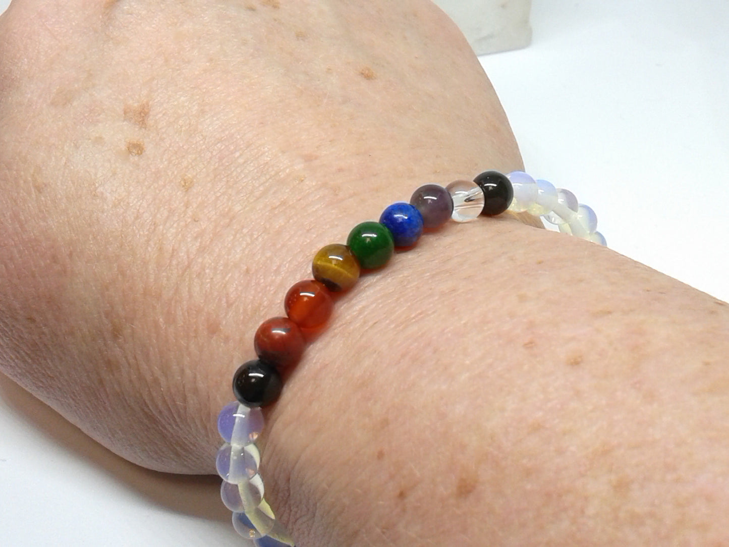 Chakra Bracelet - 1 sequence Surrounded by Opalite 6 mm beads