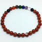 Chakra Bracelet - 1 sequence Surrounded by Red Jasper 6 mm beads