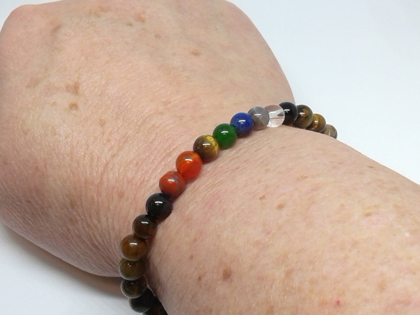 Chakra Bracelet - 1 sequence Surrounded by Golden Tiger Eye 6 mm beads