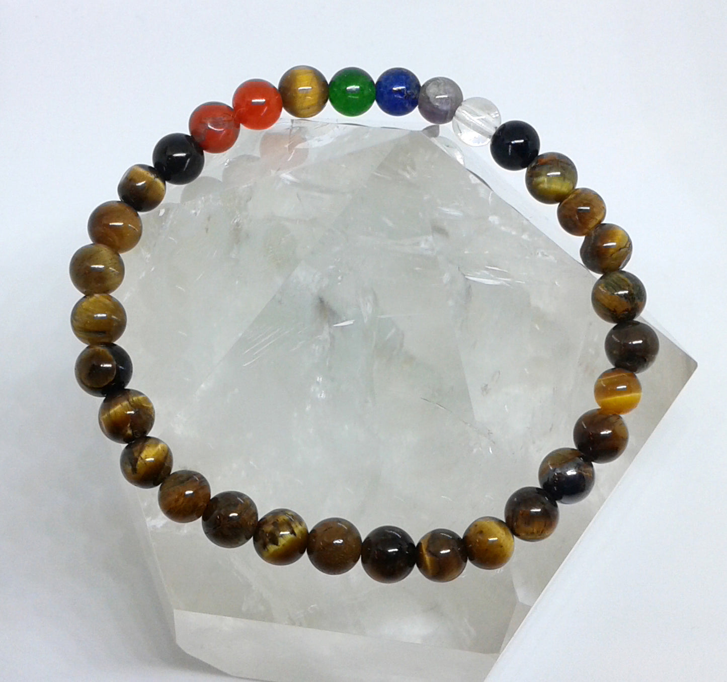 Chakra Bracelet - 1 sequence Surrounded by Golden Tiger Eye 6 mm beads
